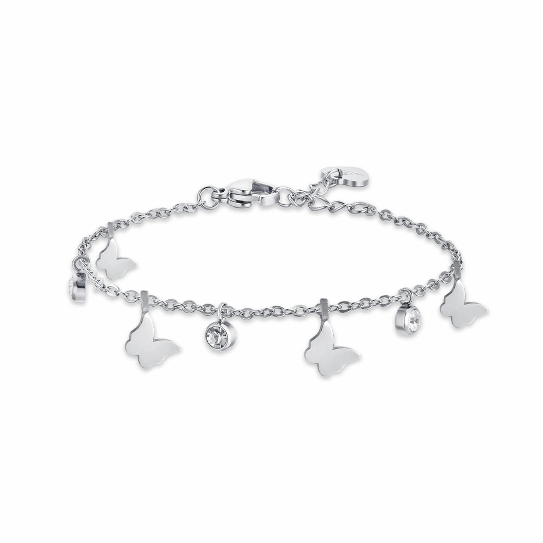 Luca Barra Ladies Steel Bracelet with Butterflies and Crystals fashion-jewelry  