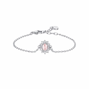 Luca Barra Ladies Steel Bracelet with Crystal and Pink Zirconia fashion-jewelry  