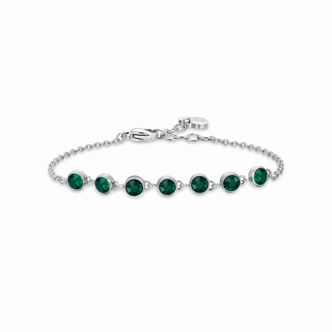 Luca Barra Ladies Steel Bracelet with Green Crystals fashion-jewelry  
