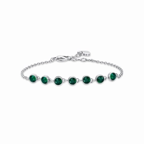 Luca Barra Ladies Steel Bracelet with Green Crystals fashion-jewelry  