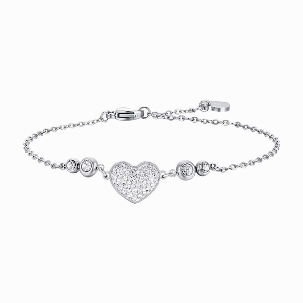 Luca Barra Ladies Steel Bracelet with Heart and White Crystals fashion-jewelry  