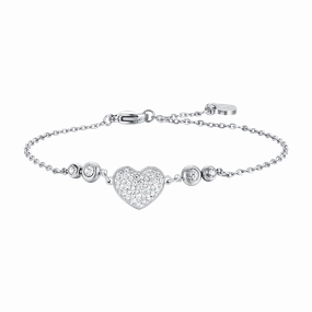 Luca Barra Ladies Steel Bracelet with Heart and White Crystals fashion-jewelry  