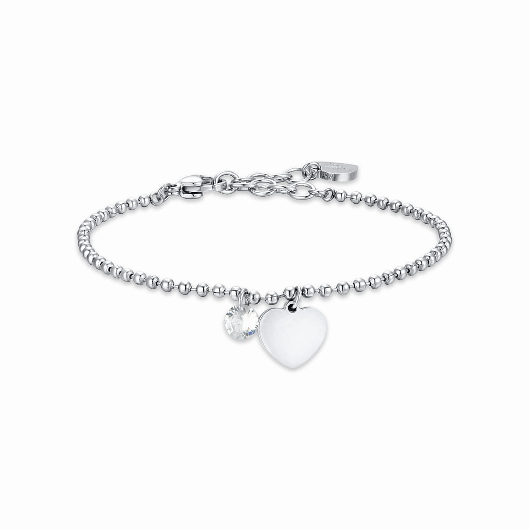 Luca Barra Ladies Steel Bracelet with Heart and White Zirconia fashion-jewelry  