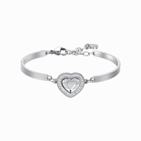 Luca Barra Ladies Steel Bracelet with Heart-Shaped White Crystal and White Crystals fashion-jewelry  