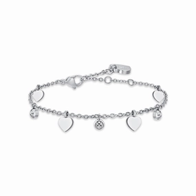 Luca Barra Ladies Steel Bracelet with Hearts and Crystals fashion-jewelry  