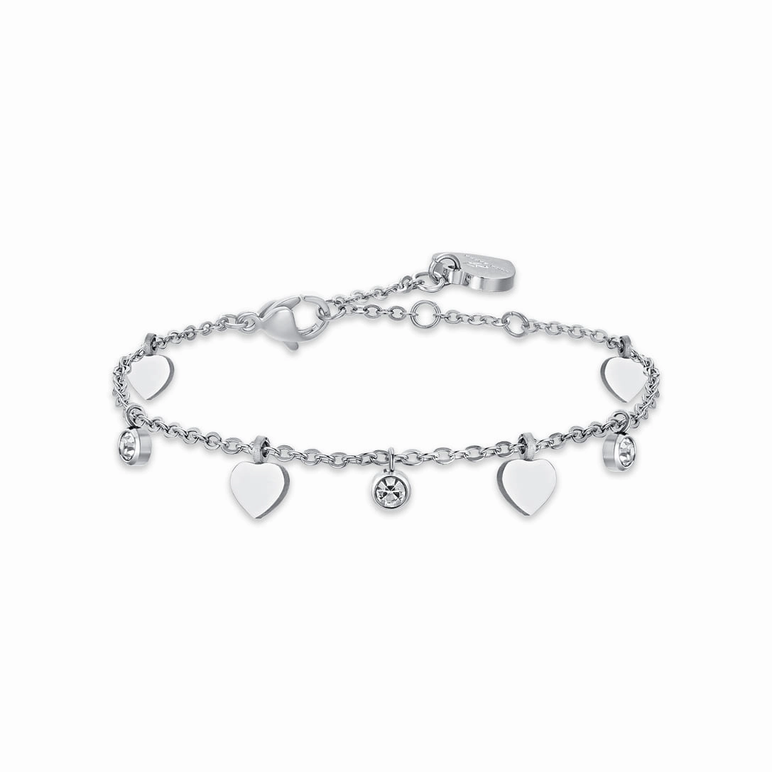 Luca Barra Ladies Steel Bracelet with Hearts and Crystals fashion-jewelry  