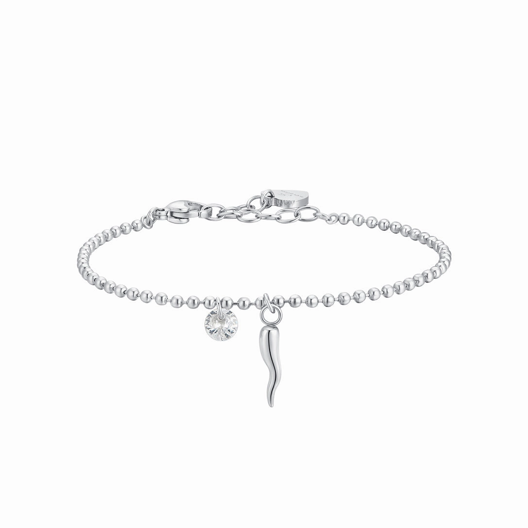 Luca Barra Ladies Steel Bracelet with Horn Pendant and Zirconia fashion-jewelry  