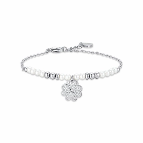 Luca Barra Ladies Steel Bracelet with Pearls and Court Leaf fashion-jewelry  