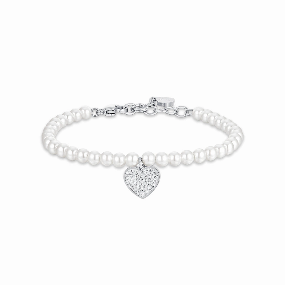 Luca Barra Ladies Steel Bracelet with Pearls And Heart fashion-jewelry  