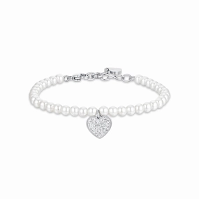 Luca Barra Ladies Steel Bracelet with Pearls And Heart fashion-jewelry  