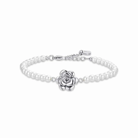 Luca Barra Ladies Steel Bracelet with Pearls and Rose fashion-jewelry  