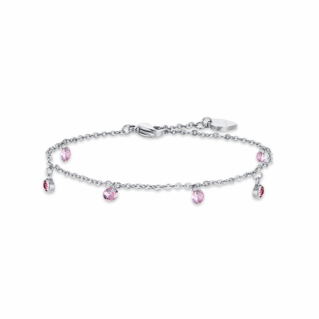 Luca Barra Ladies Steel Bracelet with Pink Crystals fashion-jewelry  