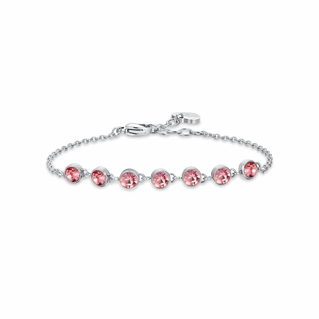 Luca Barra Ladies Steel Bracelet with Pink Crystals fashion-jewelry  