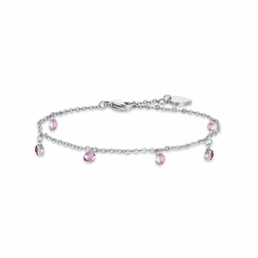 Luca Barra Ladies Steel Bracelet with Pink Crystals fashion-jewelry  