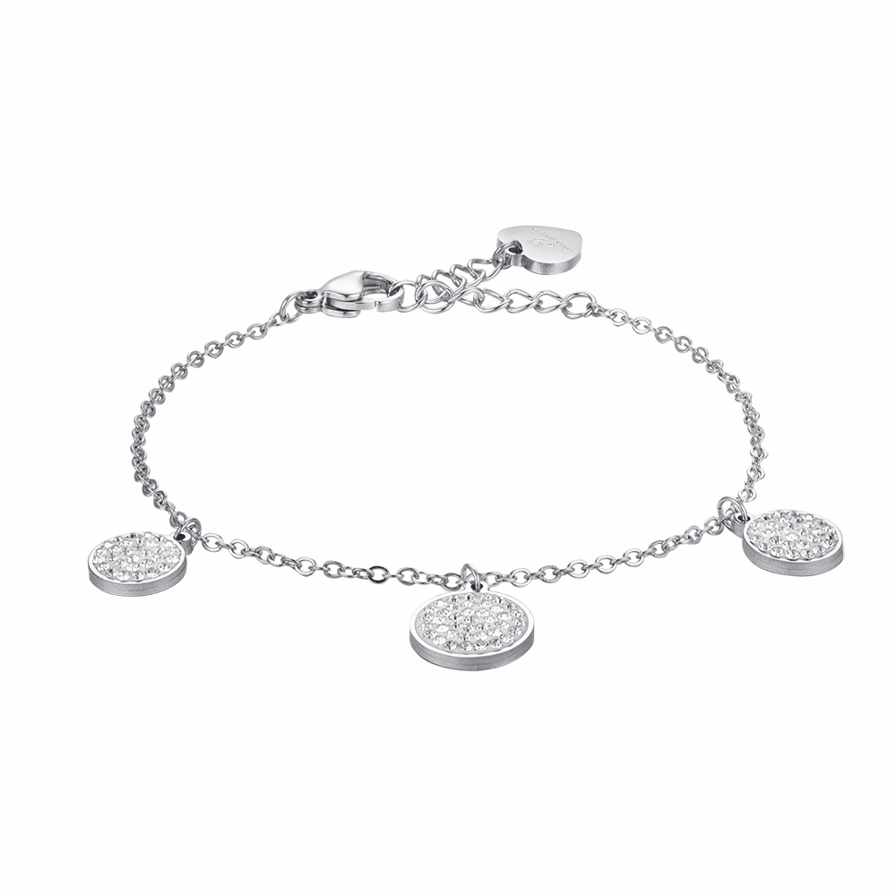 Luca Barra Ladies Steel Bracelet with Round Elements and White Crystals fashion-jewelry  