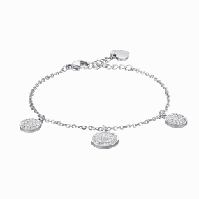 Luca Barra Ladies Steel Bracelet with Round Elements and White Crystals fashion-jewelry  