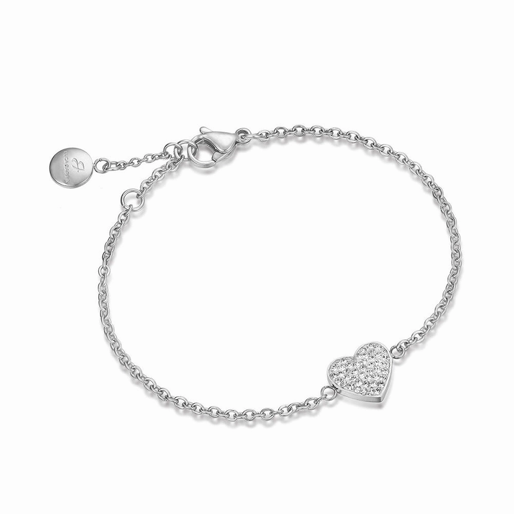 Luca Barra Ladies Steel Bracelet with Small Heart and White Crystals fashion-jewelry  