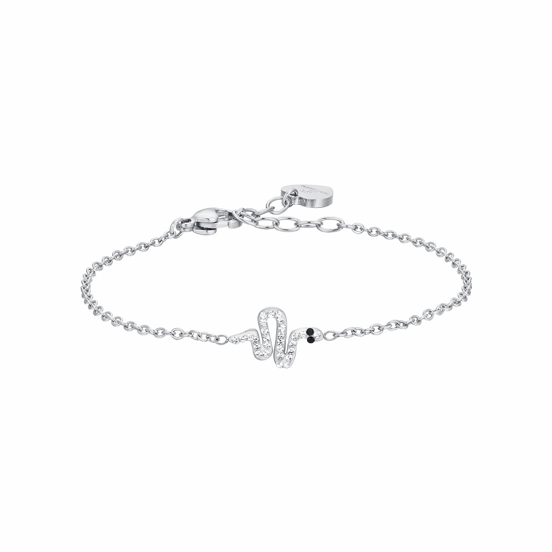 Luca Barra Ladies Steel Bracelet with Snake and Crystals fashion-jewelry  