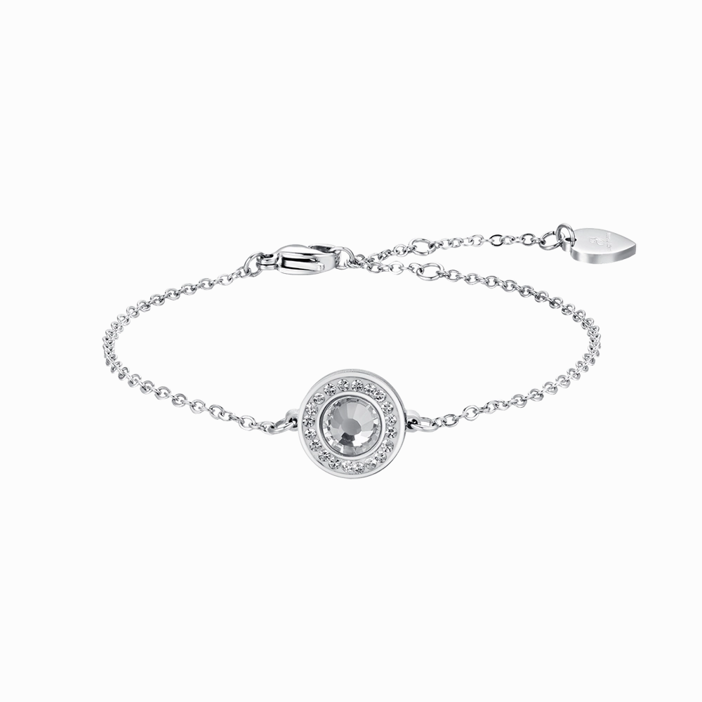 Luca Barra Ladies Steel Bracelet with White Crystal Element and White Crystals fashion-jewelry  