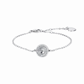 Luca Barra Ladies Steel Bracelet with White Crystal Element and White Crystals fashion-jewelry  