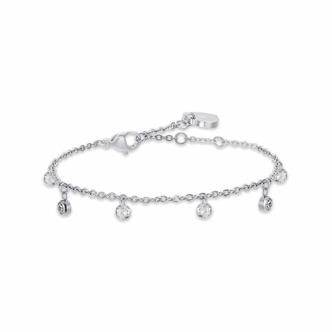Luca Barra Ladies Steel Bracelet with White Crystals fashion-jewelry  