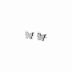 Luca Barra Ladies Steel Earrings With Butterflies With White Crystals fashion-jewelry  