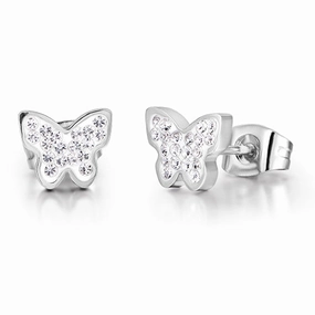 Luca Barra Ladies Steel Earrings with Butterfly and Crystals fashion-jewelry  