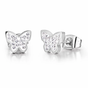 Luca Barra Ladies Steel Earrings with Butterfly and Crystals 