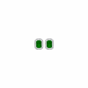 Luca Barra Ladies steel earrings with crystals and green zircon 