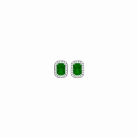 Luca Barra Ladies steel earrings with crystals and green zircon fashion-jewelry  