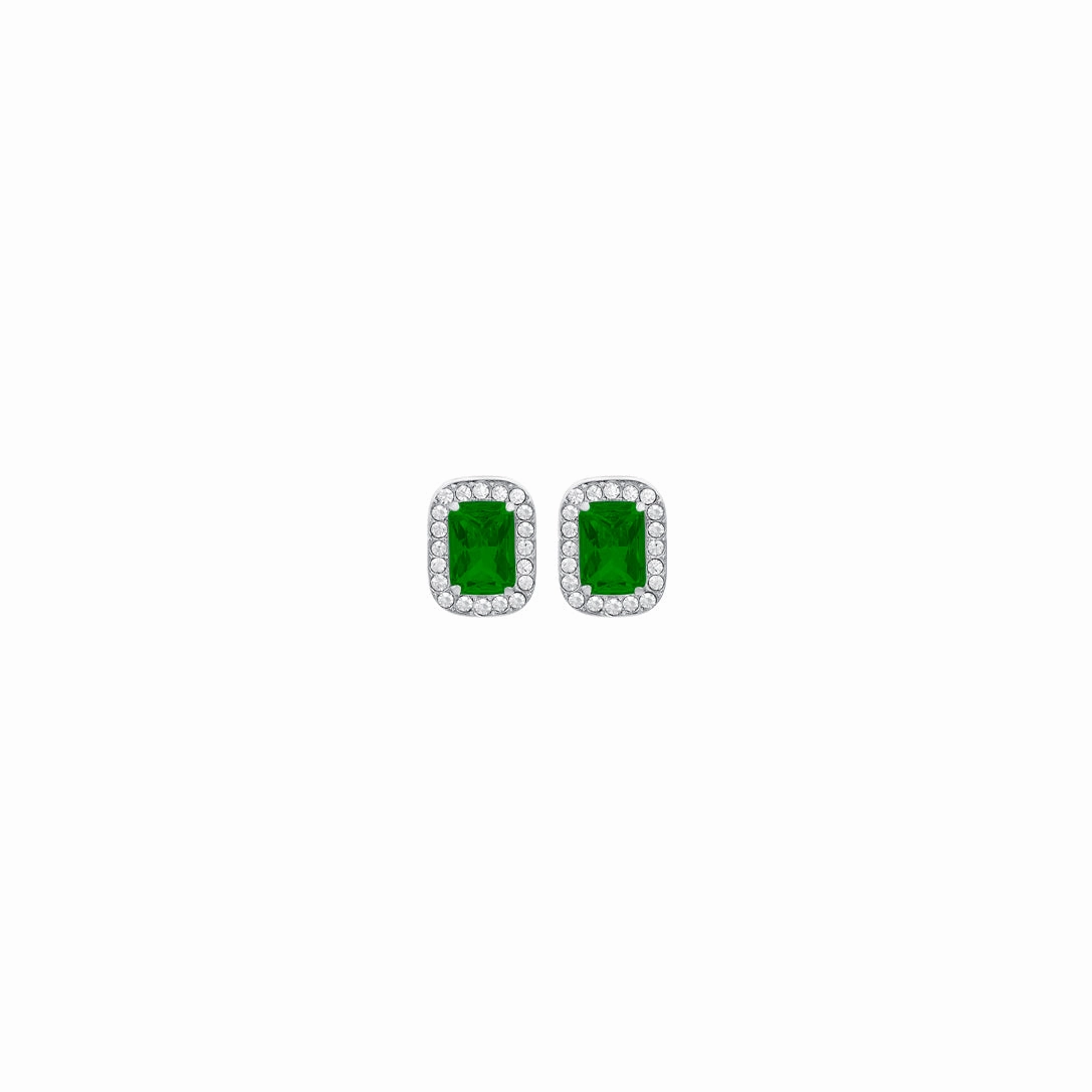 Luca Barra Ladies steel earrings with crystals and green zircon 