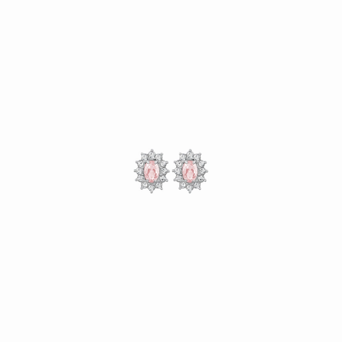 Luca Barra Ladies steel earrings with crystals and pink zircon fashion-jewelry  