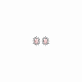 Luca Barra Ladies steel earrings with crystals and pink zircon fashion-jewelry  