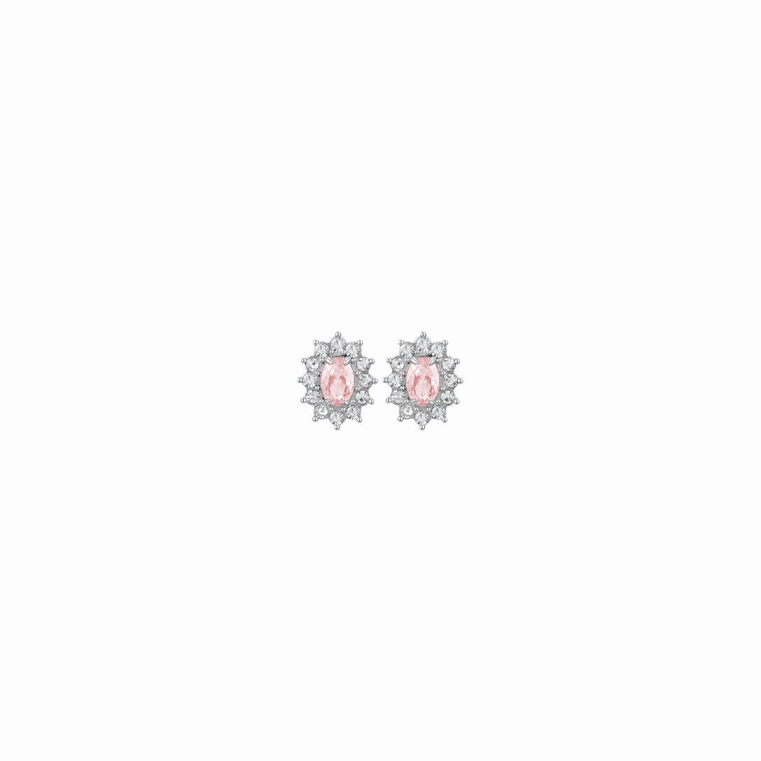 Luca Barra Ladies steel earrings with crystals and pink zircon 