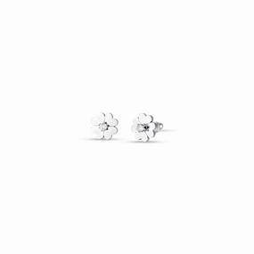 Luca Barra Ladies steel earrings with four-leaf clovers and white zircons 