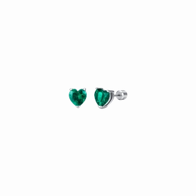 Luca Barra Ladies Steel Earrings With Green Crystal Hearts fashion-jewelry  