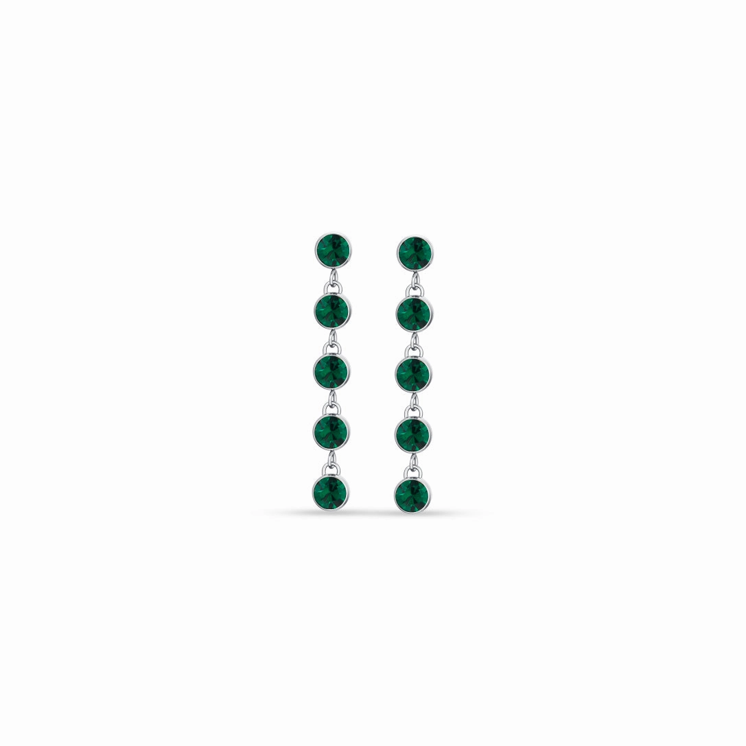 Luca Barra Ladies steel earrings with green crystals 