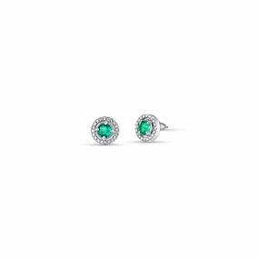 Luca Barra Ladies steel earrings with green zircons 
