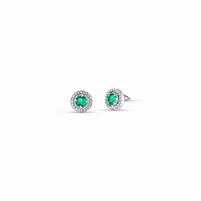 Luca Barra Ladies steel earrings with green zircons fashion-jewelry  