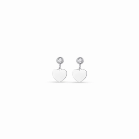 Luca Barra Ladies Steel Earrings with Heart and White Zircon fashion-jewelry  