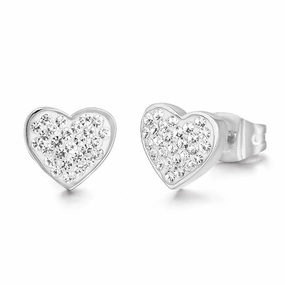 Luca Barra Ladies Steel Earrings with Hearts and Crystals fashion-jewelry  