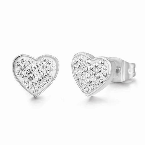 Luca Barra Ladies Steel Earrings with Hearts and Crystals fashion-jewelry  