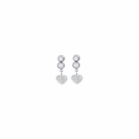 Luca Barra Ladies Steel Earrings With Hearts And White Crystals fashion-jewelry  