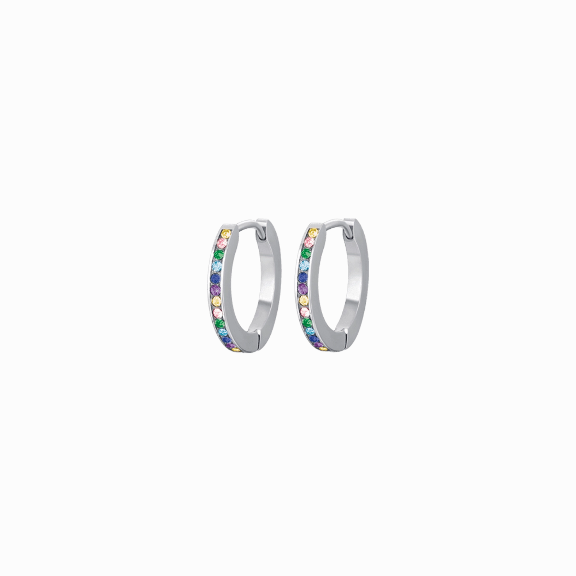 Luca Barra Ladies Steel Earrings with Multicolored Crystals 