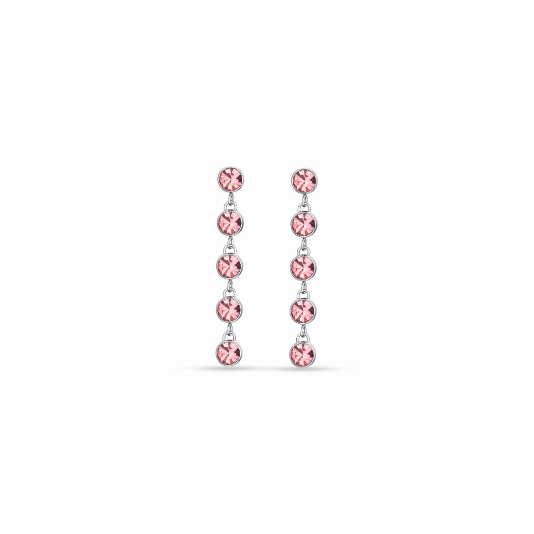 Luca Barra Ladies steel earrings with pink crystals fashion-jewelry  