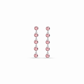 Luca Barra Ladies steel earrings with pink crystals fashion-jewelry  