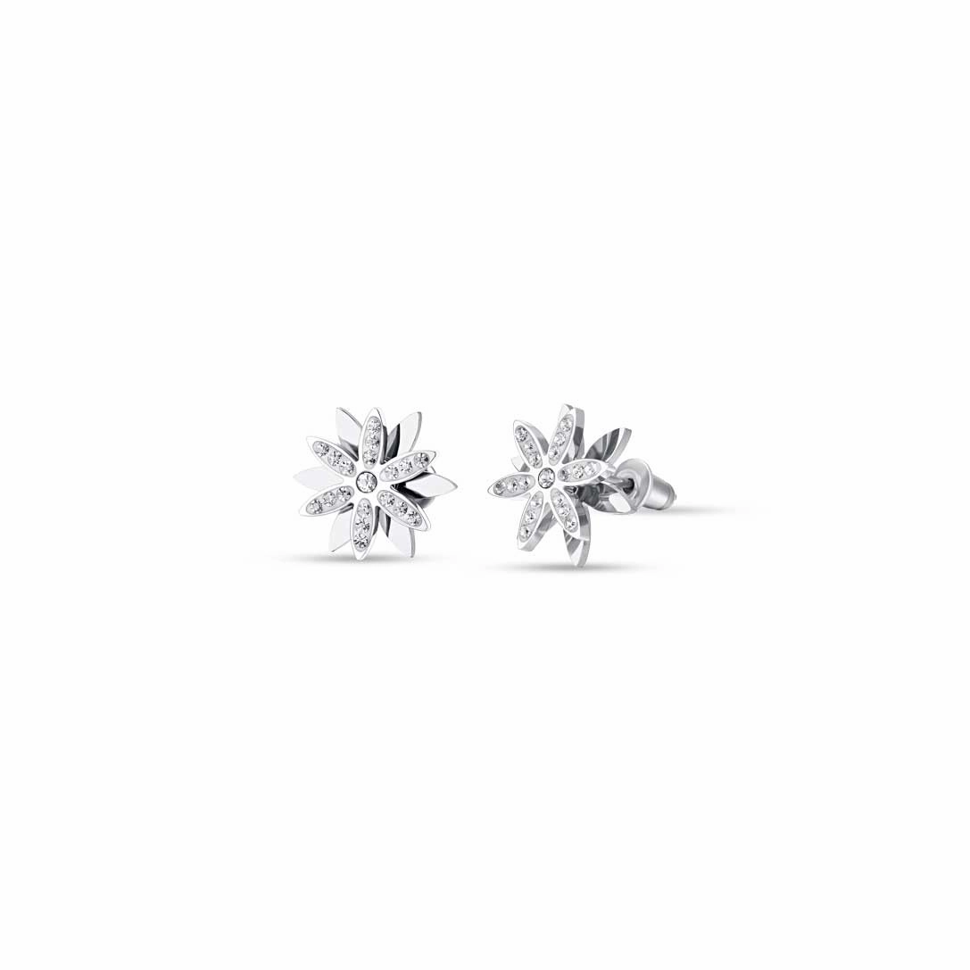 Luca Barra Ladies steel earrings with rotating Flower of Life 
