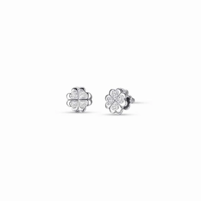 Luca Barra Ladies steel earrings with rotating four-leaf clover 