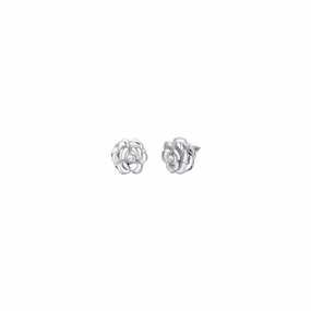Luca Barra Ladies steel earrings with rotating rose and white crystal fashion-jewelry  
