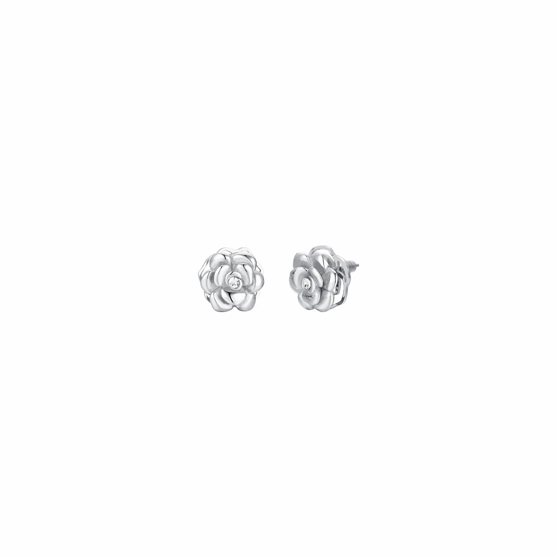 Luca Barra Ladies steel earrings with rotating rose and white crystal fashion-jewelry  
